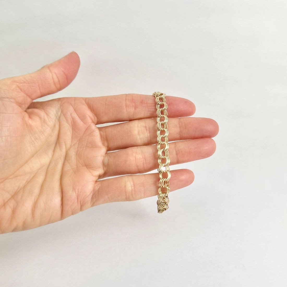 Vintage 1950's Charm Chain Link Bracelet 17K 13K Yellow Gold, 6.75 Inch, 6.51 Gr - 3