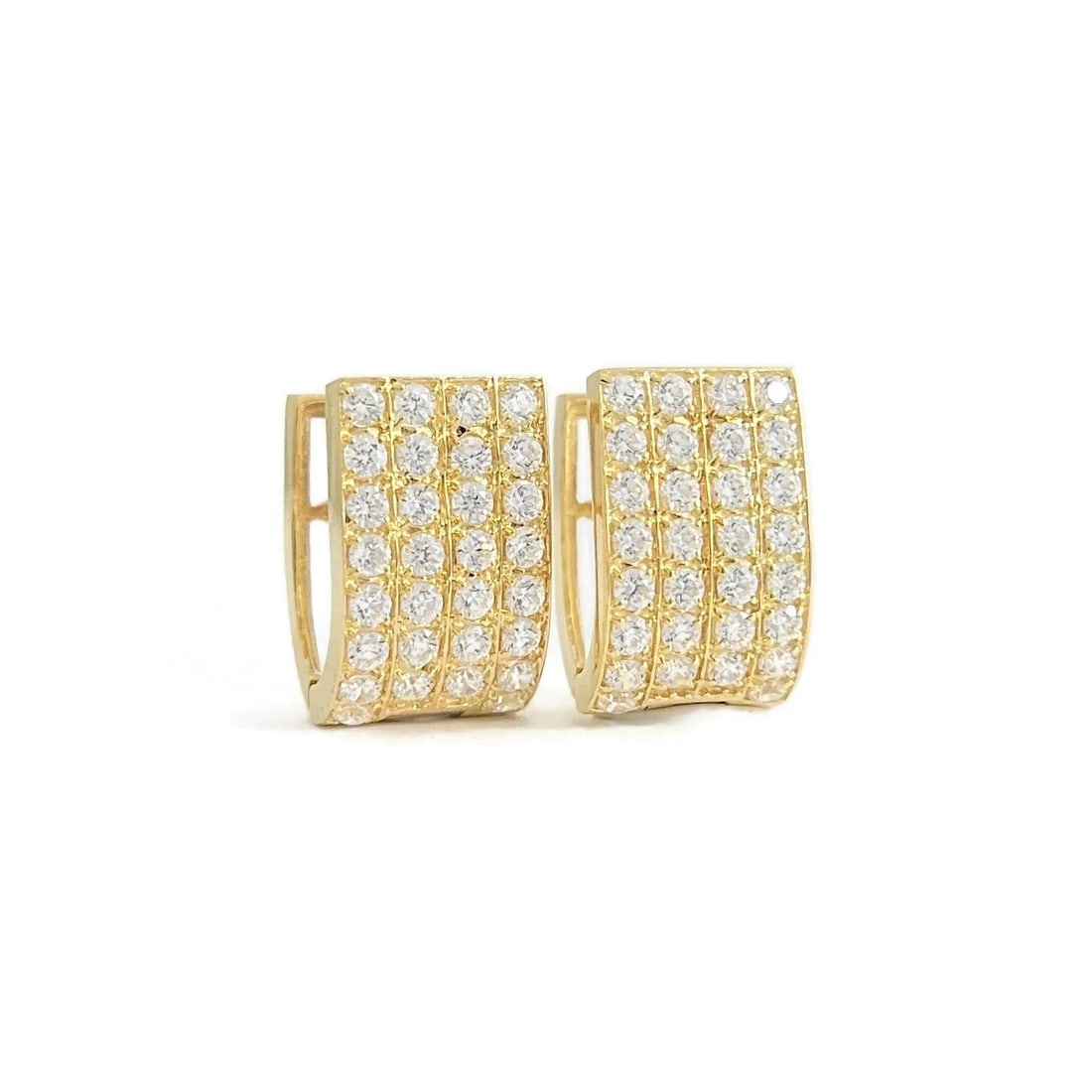 Vintage Pave CZ Cubic Zirconia Wide Huggie Earrings 14K Yellow Gold, 5.12 Grams: Title: Vintage Pave CZ Cubic Zirconia Wide Huggie Earrings 14K Yellow Gold, 5.12 Grams Description: Vintage Pave CZ Cubic Zirconia Wide Huggie Earrings 14K Yellow Gold, 5.12 Grams These are