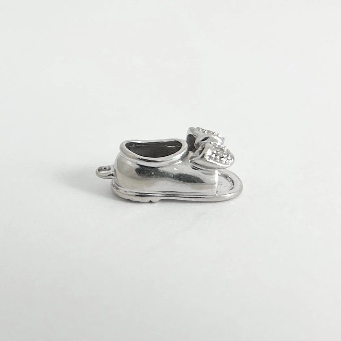 Vintage Diamond Baby Shoe Charm Pendant 14K White Gold, 3.68 Grams - 7