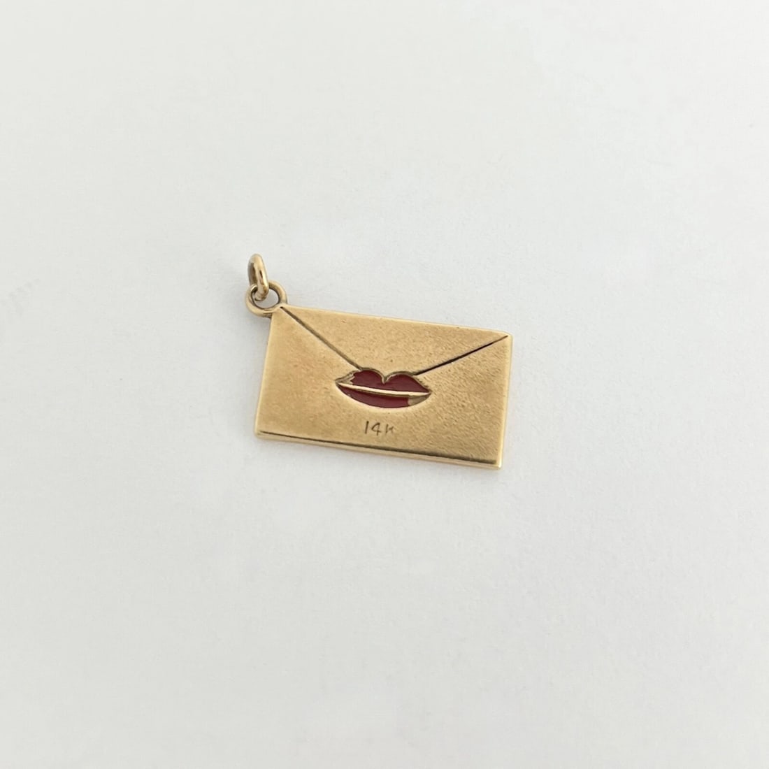 Vintage 1950's My Guy Love Letter Kiss Lips Charm 14K Yellow Gold, 2.70 Grams - 7