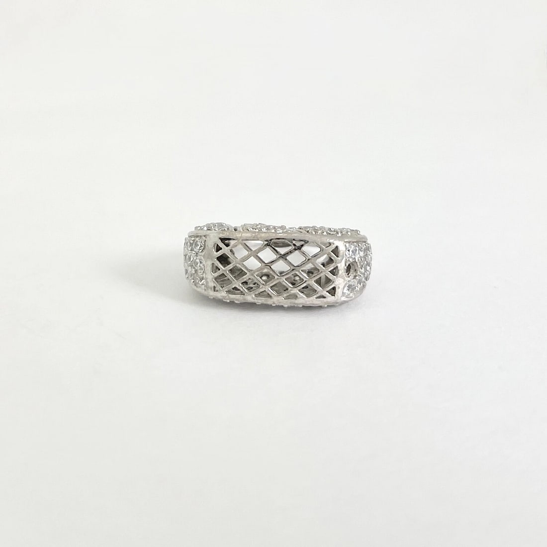 Vintage CZ Cubic Zirconia Purse Handbag Pendant Charm 9K White Gold, 4.77 Grams - 7