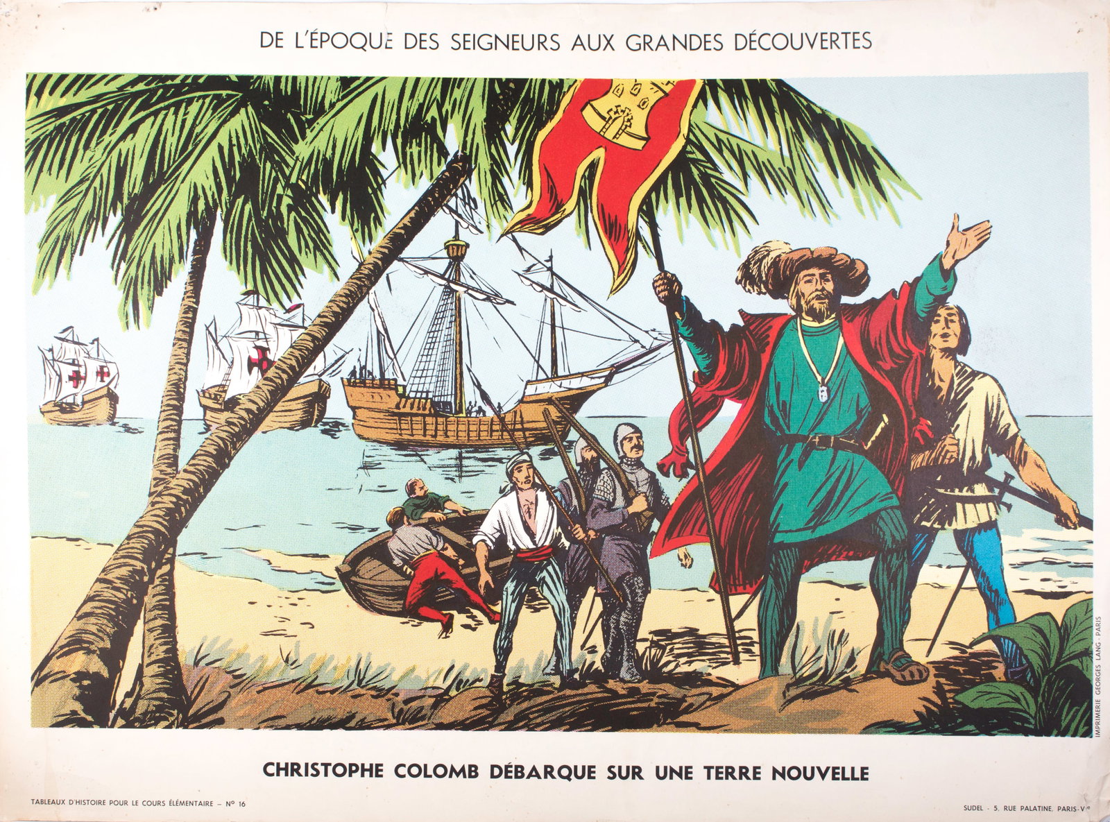 Vintage History french School Poster, Georges Lang 15 and 16 circa 1950 (1 of 4)