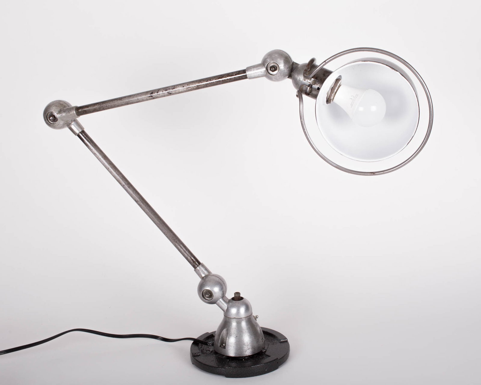 Stripped Jielde: FRENCH INDUSTRIAL MODERNIST TASK LAMP DOMECQ stripped 2 Arms French modernist lamp made in the 1950's, by Jean Louis Domecq , other extension can be added to extend the arms using the same