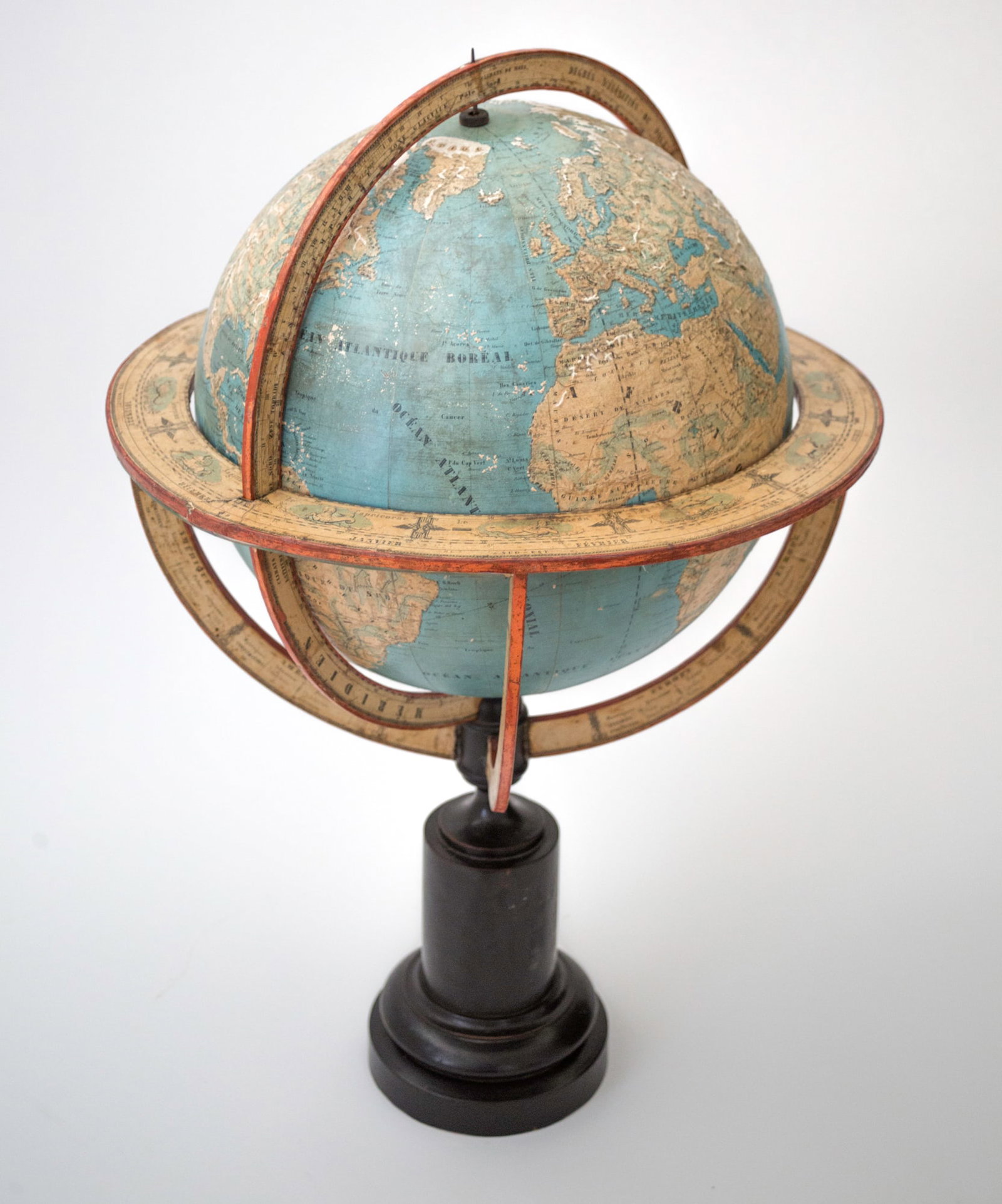 1850 LARGE 14" THURY & BELNET FRENCH ANTIQUE TERRESTRIAL GLOBE MAPPEMONDE (1 of 9)