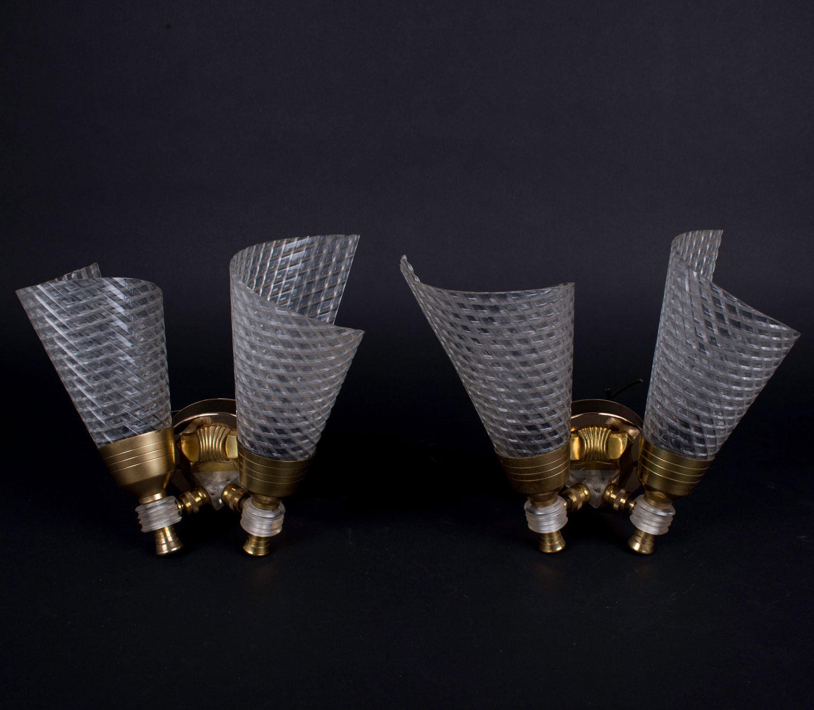 pair of Sconces maison Lunel French mid century: Raymond Lunel started Edition lunel in 1950 , the use of brass including a mix of modern and classical design is congruent with his production .Working in close collaboration with the like of Guariche