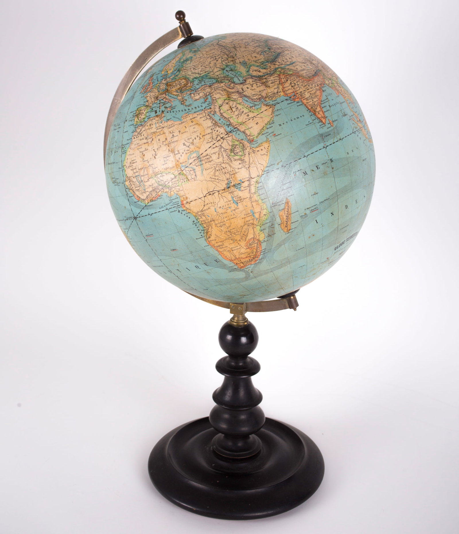 1870's 13" Vivien de Saint Martin FRENCH ANTIQUE TERRESTRIAL GLOBE MAPPEMONDE (1 of 9)