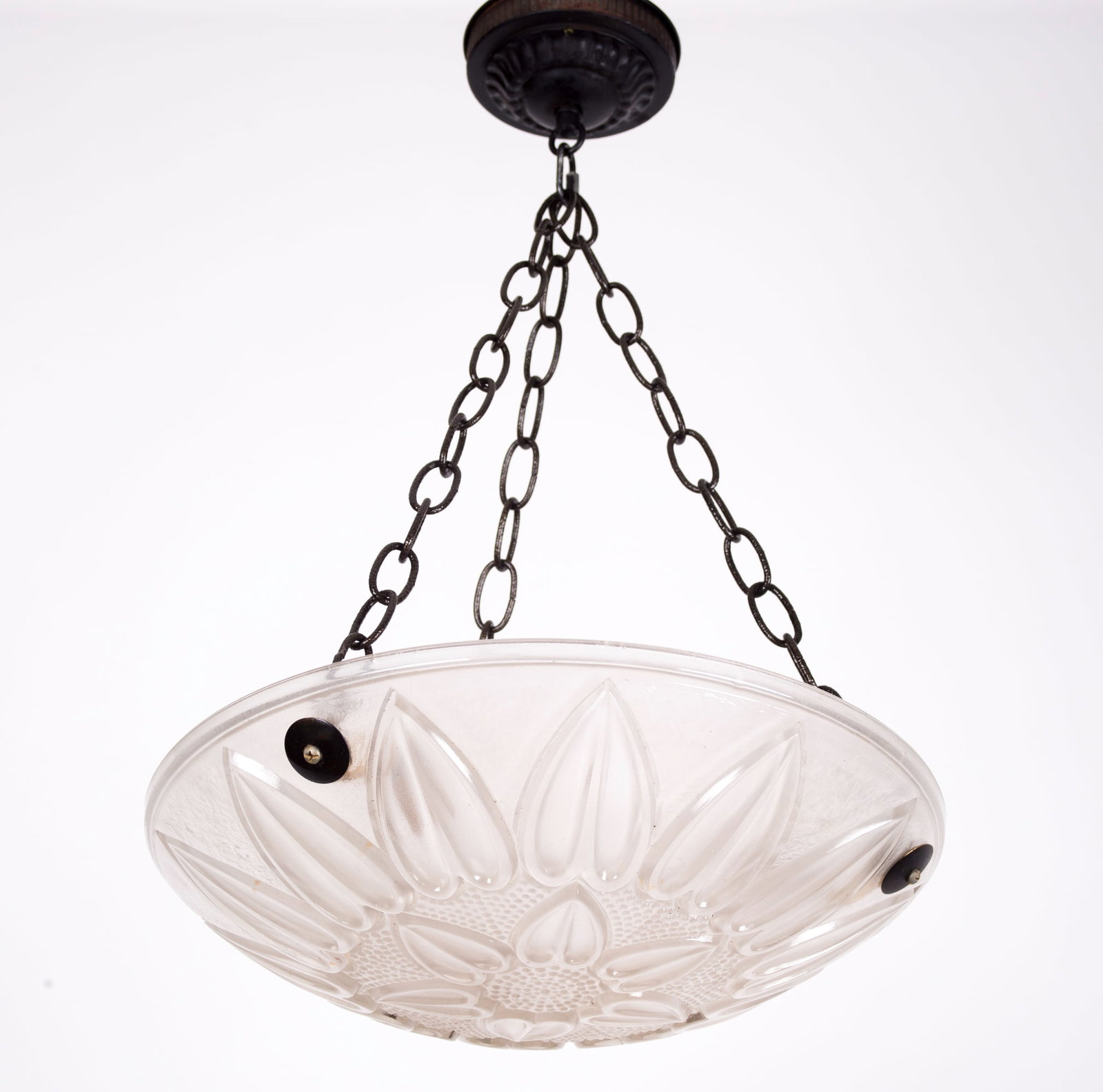 FRENCH Art-Deco Chandelier Sabino clear pressed glass (1 of 6)