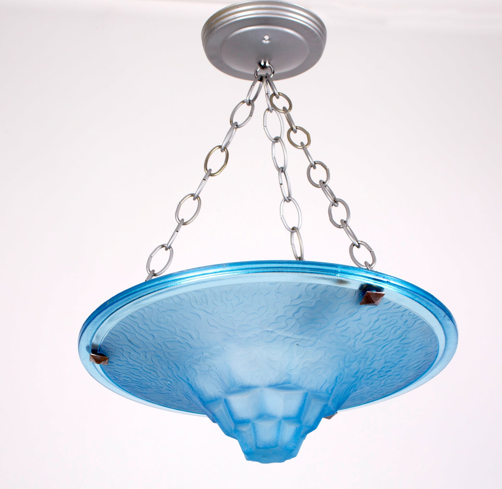 Cubist FRENCH Art-Deco Chandelier Degue David Guéron blue (1 of 4)