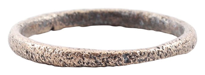 VIKING BEARD OR HAIR RING 866-1067 AD: Danelaw England. 1.8mm thickness with rounded face. Over1/2” inside diameter (0.59”) and (0.69”) outside. The use of beard rings by Vikings is well documented though very few