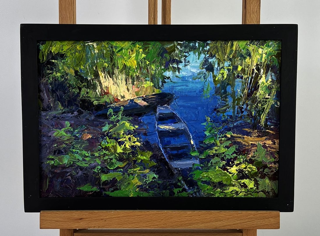 Oil painting Boats on a summer lake Boris Serdyuk: Title: Oil painting Boats on a summer lake Boris Serdyuk Description: NoAAA6394*** ABOUT THIS PAINTING **** TITLE: "Boats on a summer lake"* ARTISTS: Boris Serdyuk* SIZE: 19.8x30.2 cm/7.79x11.88