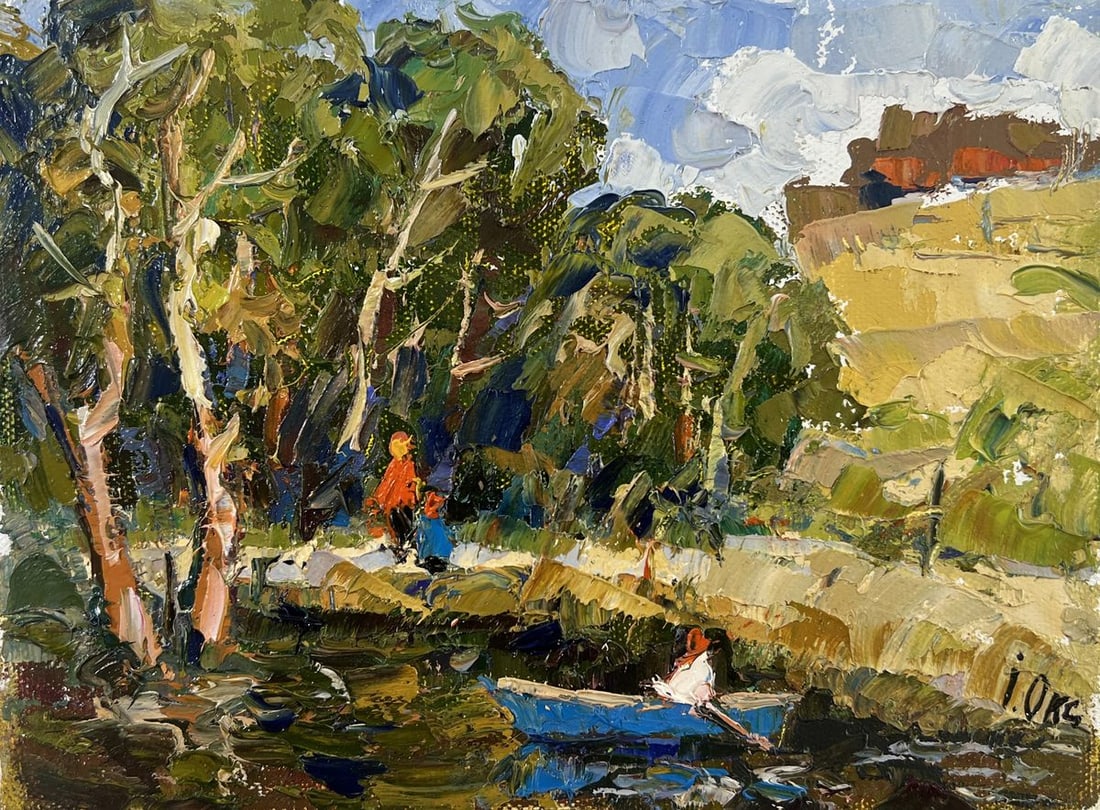 Oil painting Family vacation on the lake Oksana Ivanyuk - 3