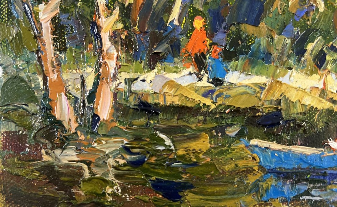 Oil painting Family vacation on the lake Oksana Ivanyuk - 6