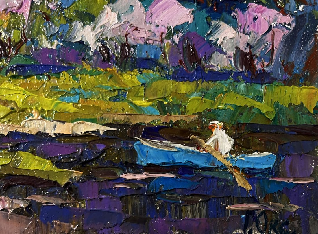 Oil painting Breath of spring in green groves Oksana Ivanyuk - 5