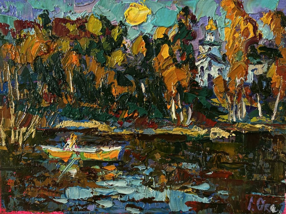 Oil painting Evening boat ride and ringing of bells Oksana Ivanyuk - 3