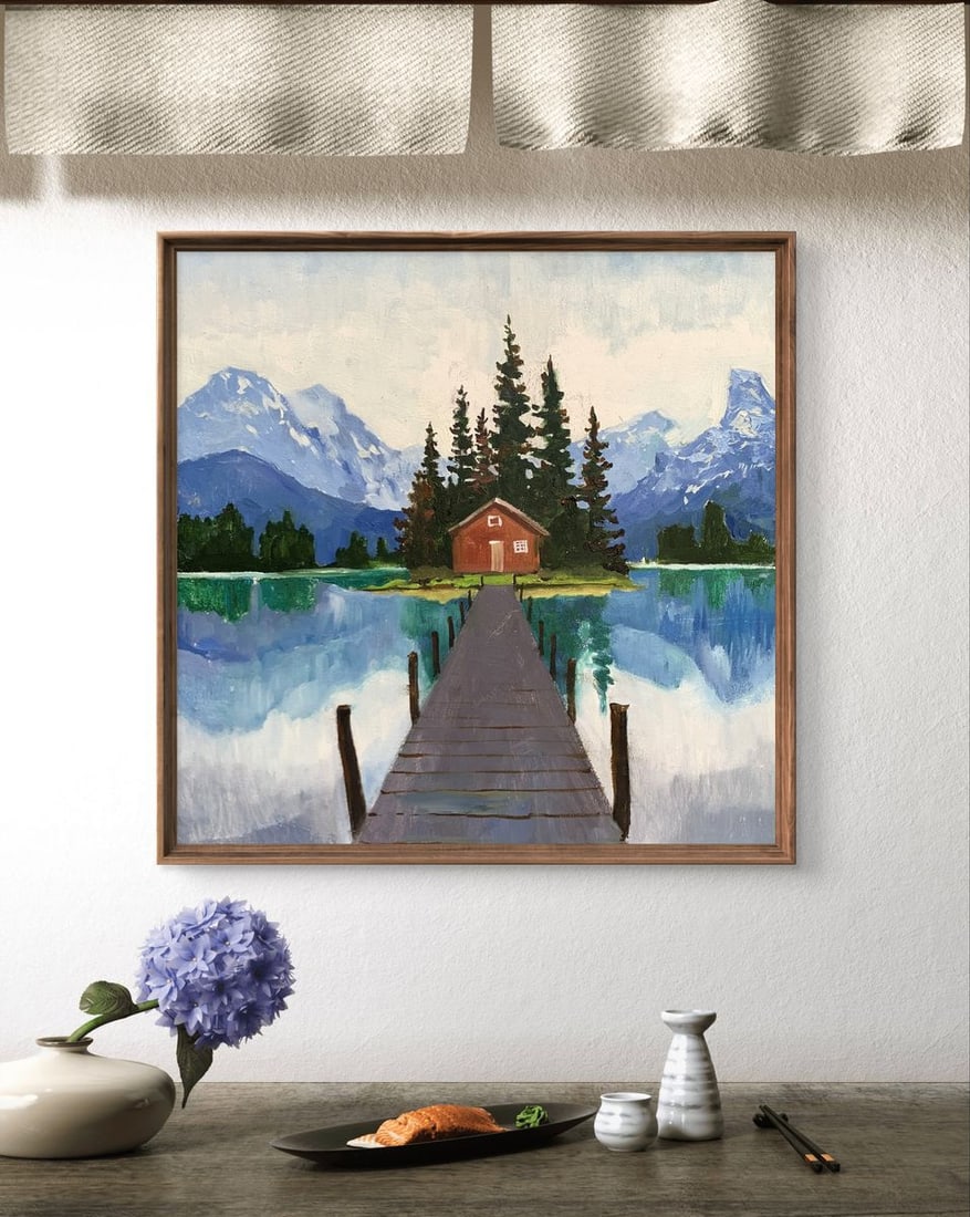 Oil painting Hut on the lake Tatyana Derdey - 3
