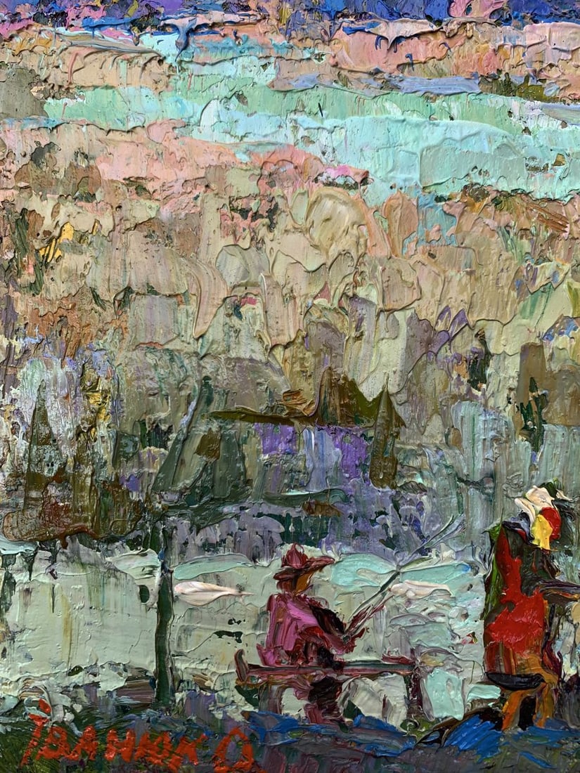 Oil painting Fishing with friends Oksana Kalenyuk - 5
