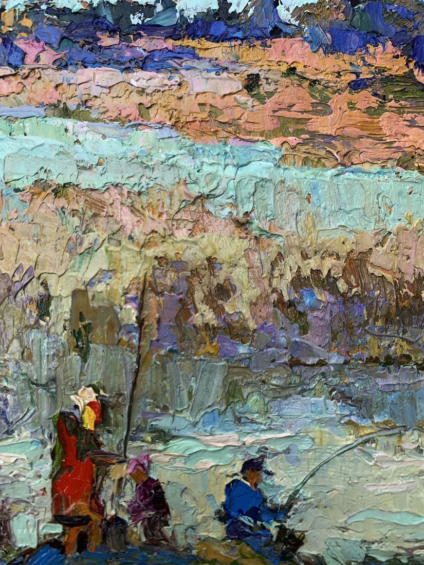 Oil painting Fishing with friends Oksana Kalenyuk - 8