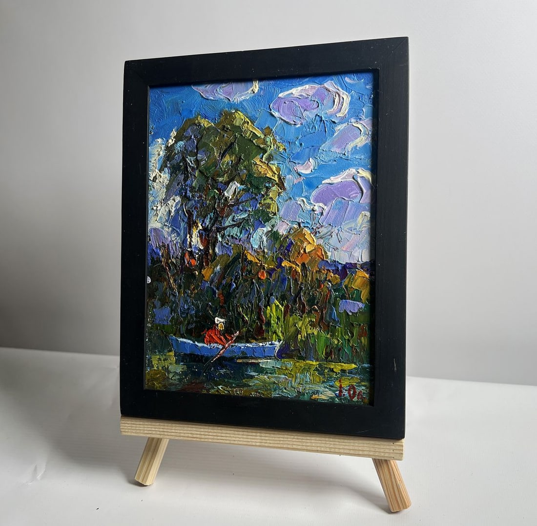 Oil painting Early morning on a boat Alex Kalenyuk - 2