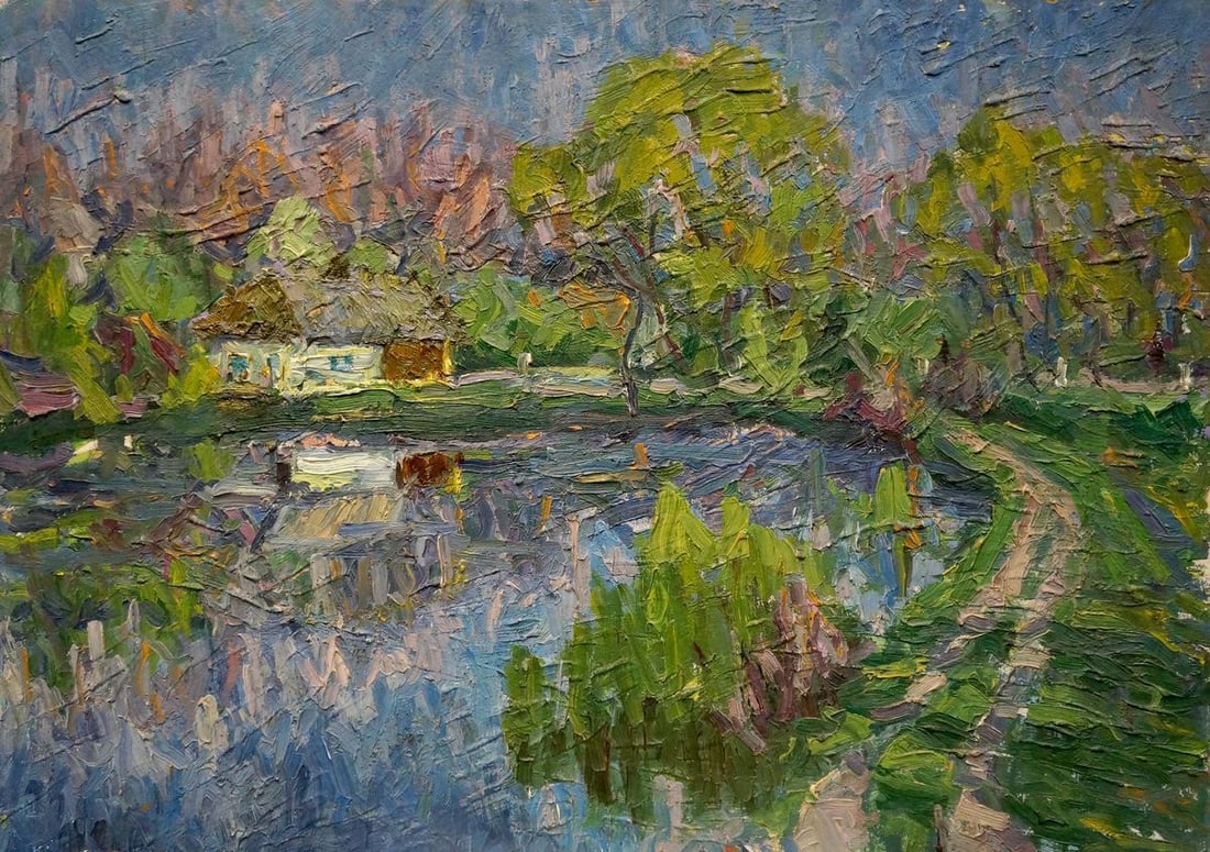 Oil painting Landscape of a house by the lake Dupliy Sergey Alexandrovich (1 of 8)