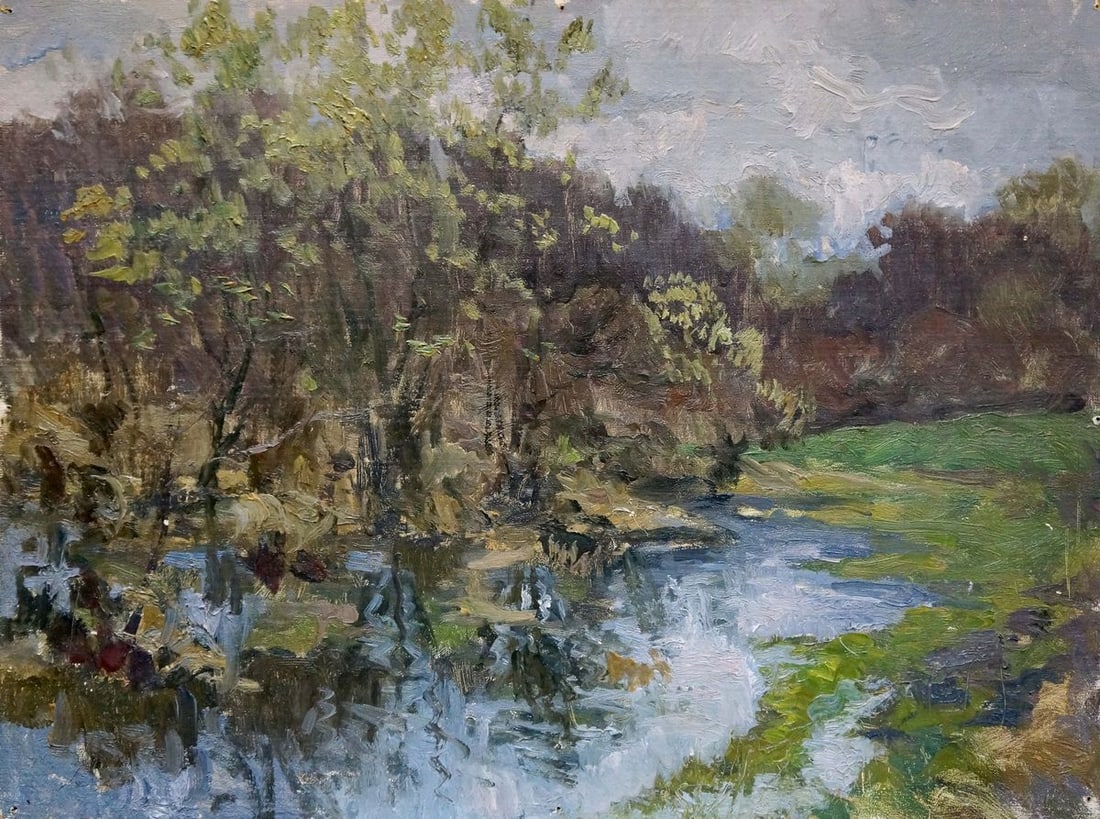 Oil painting After the rain Korzh Vladimir Demyanovich: Title: Oil painting After the rain Korzh Vladimir Demyanovich Description: NoVerns 520 *** ABOUT THIS PAINTING *** * TITLE: "After the rain" * ARTISTS: Korzh Vladimir Demyanovich * SIZE: 34x46 cm/'13.