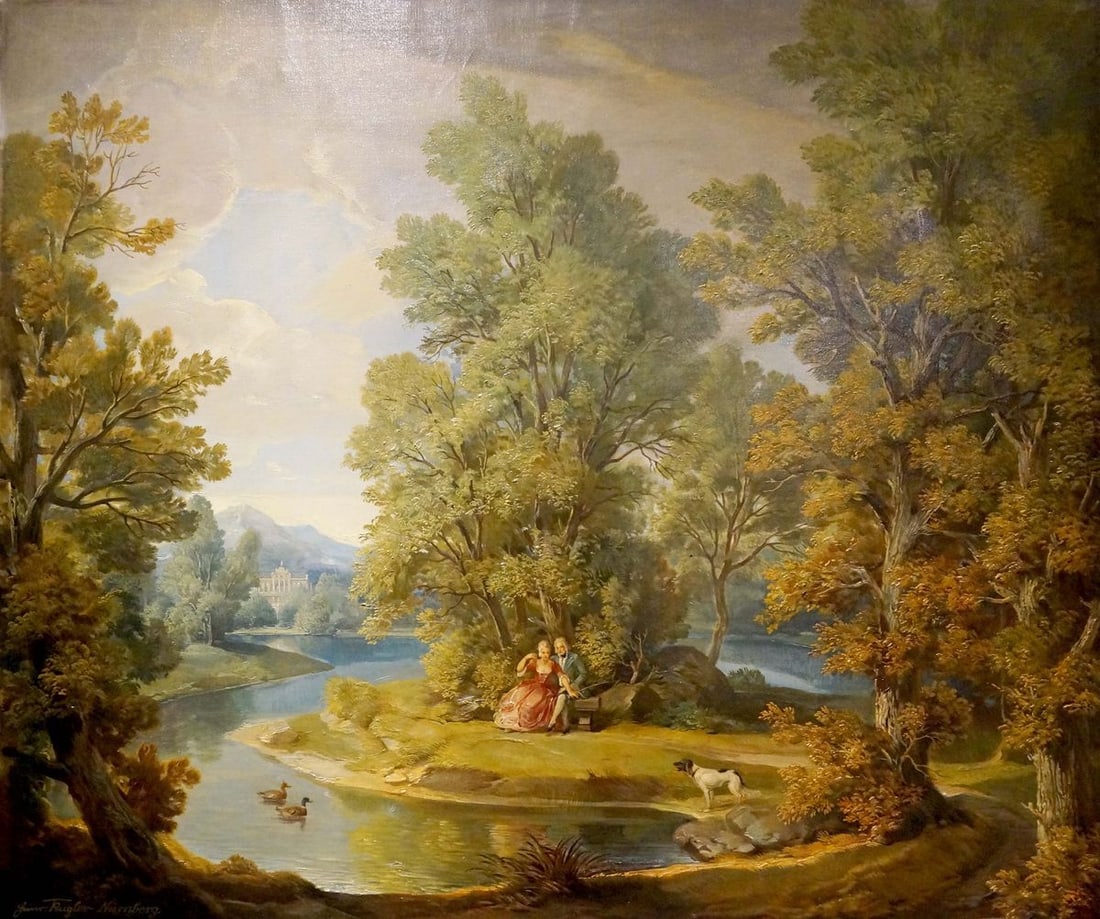 Oil painting People have a rest in the forest park (1 of 8)