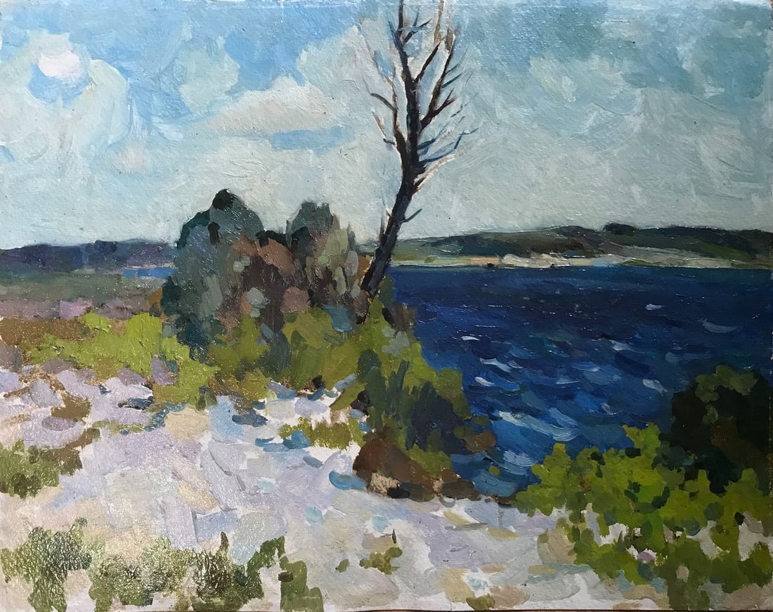 Oil painting Near the lake Peter Tovpev: Title: Oil painting Near the lake Peter Tovpev Description: NoAAA2241 Looking for a stunning oil painting to add to your art collection? "Near the lake" is a beautiful work that will add a touch of el