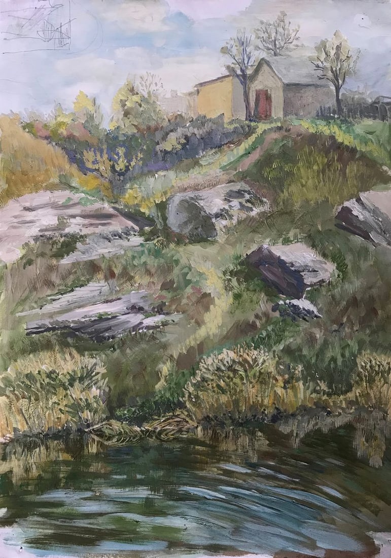 Oil painting The way home Unknown artist: Title: Oil painting The way home Unknown artist Description: NoAAA2260 Let your mind wander as you take in the serene beauty of this oil painting. In the "The way home", you'll find yourself transport