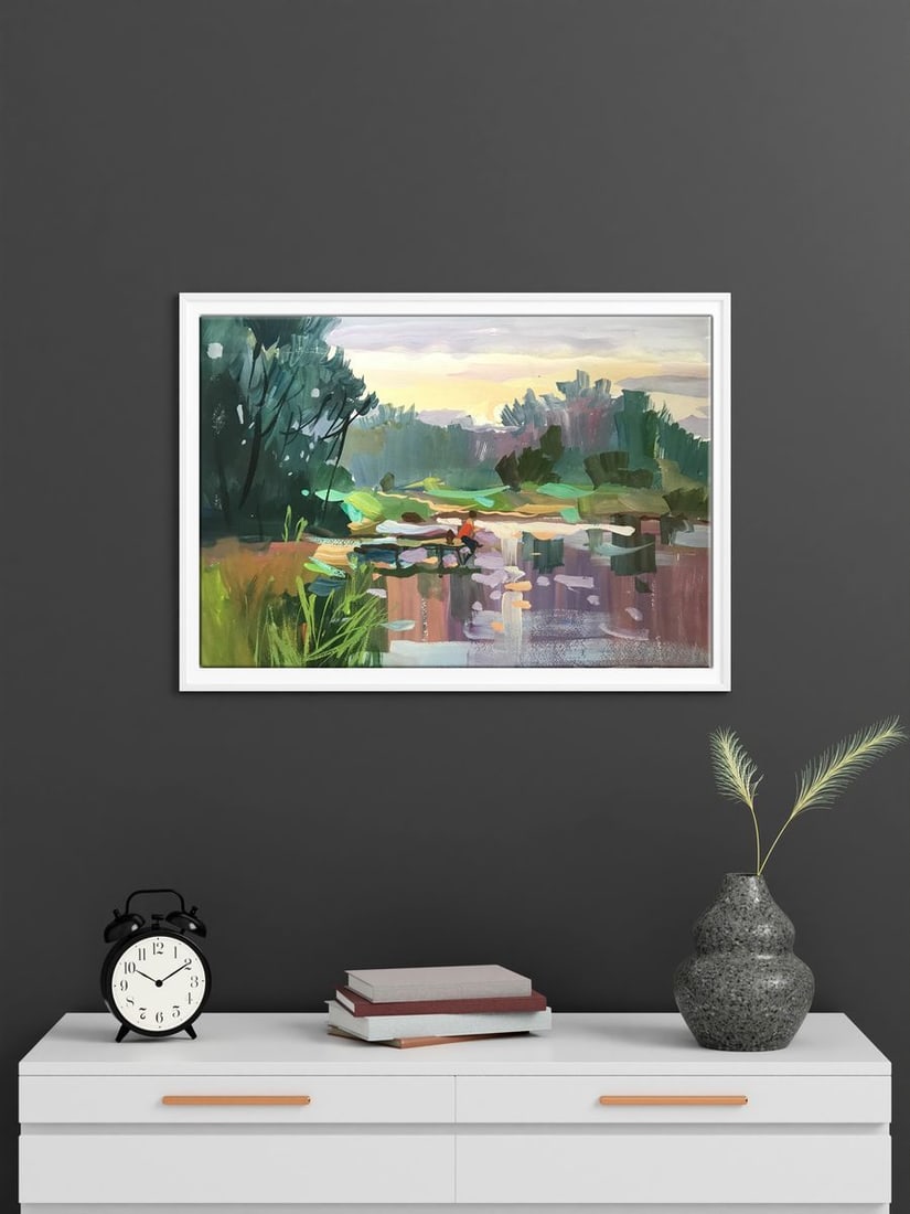 Oil painting By the pond Unknown artist - 3