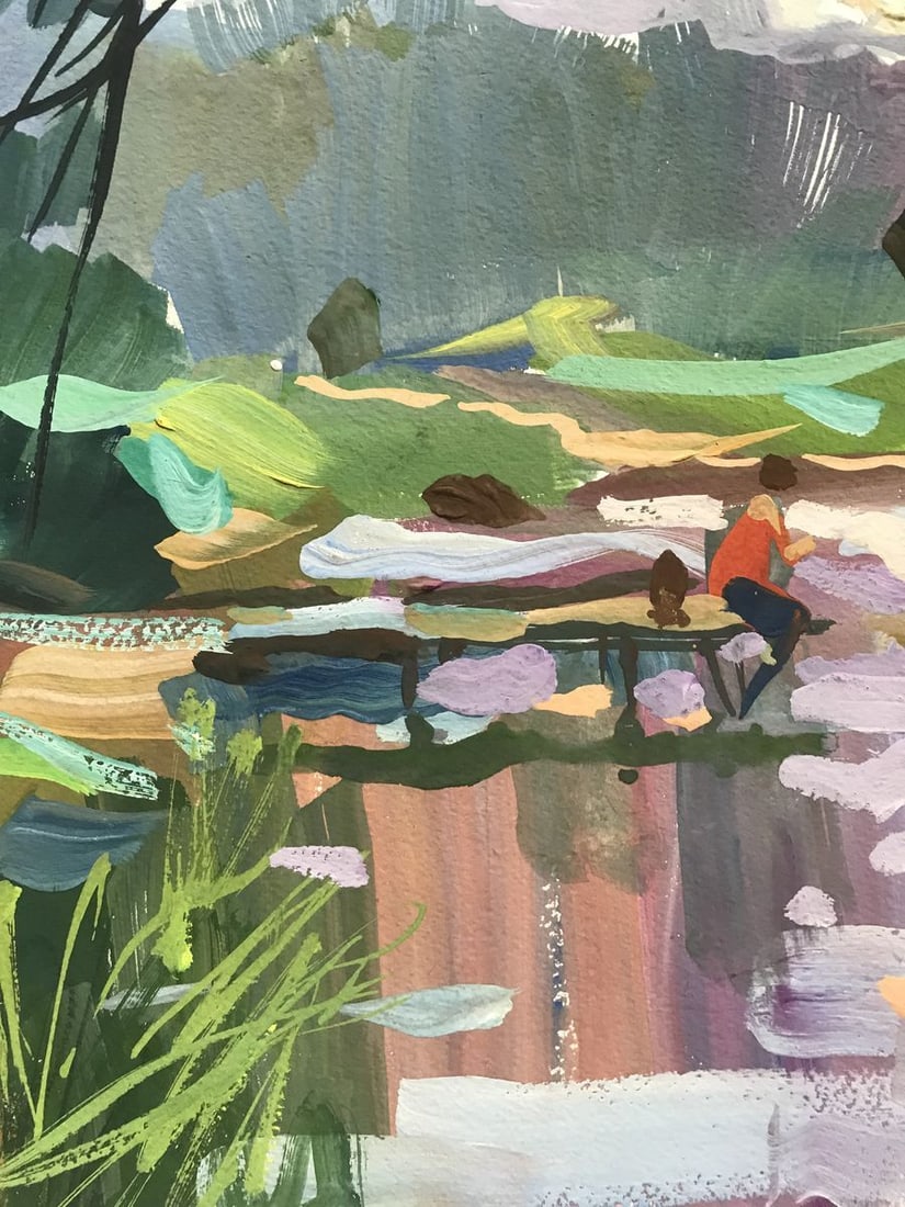 Oil painting By the pond Unknown artist - 8