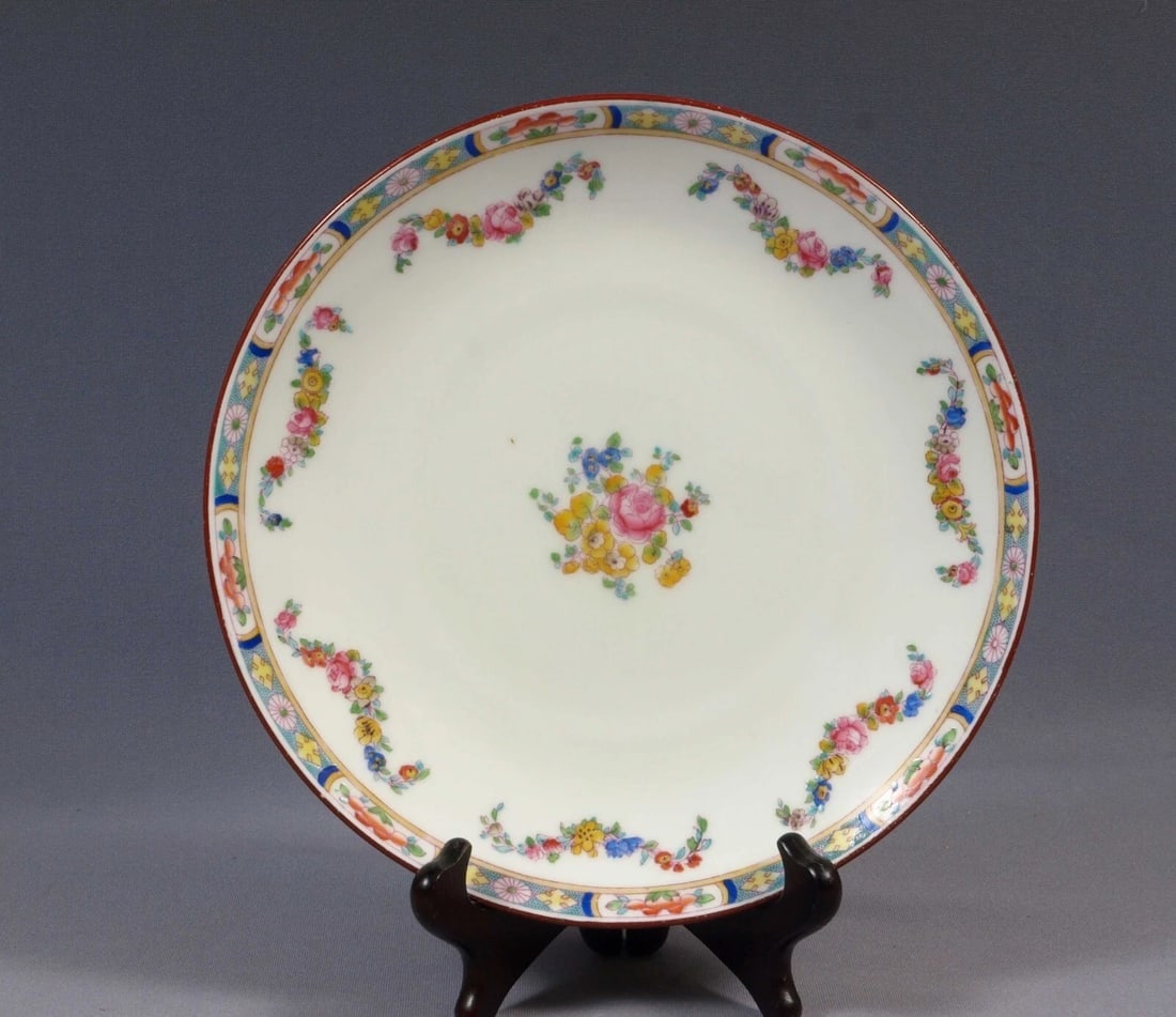 MINTON ROSE ANTIQUE Flat Cabinet Cake Plate England 8 7/8" Older A4807 (1 of 4)