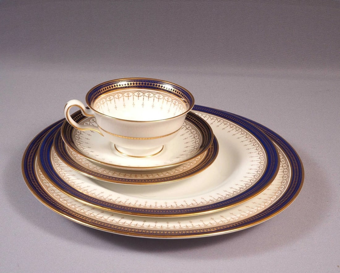 Copeland Spode Place Setting Dinner Salad Plate Cobalt Blue Gold R7469 England (1 of 5)