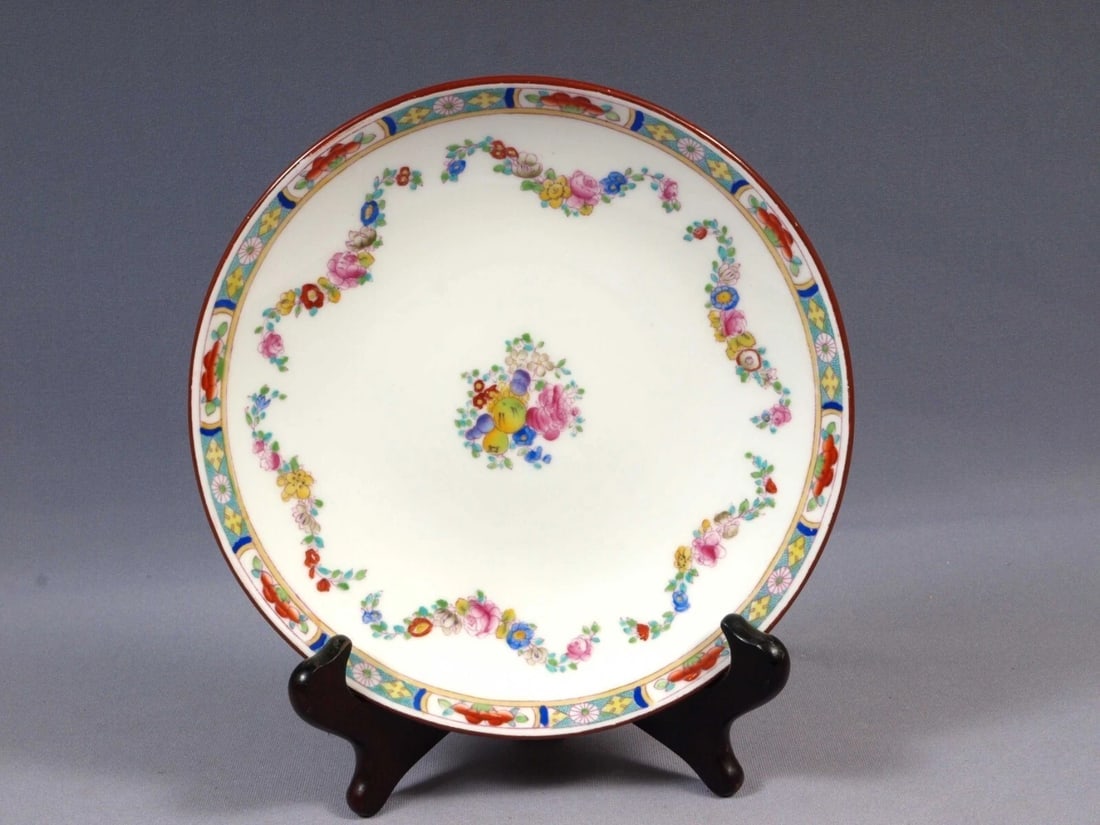 MINTON ROSE ANTIQUE A4807 Flat Cabinet Cake Plate England Older 8" (1 of 4)