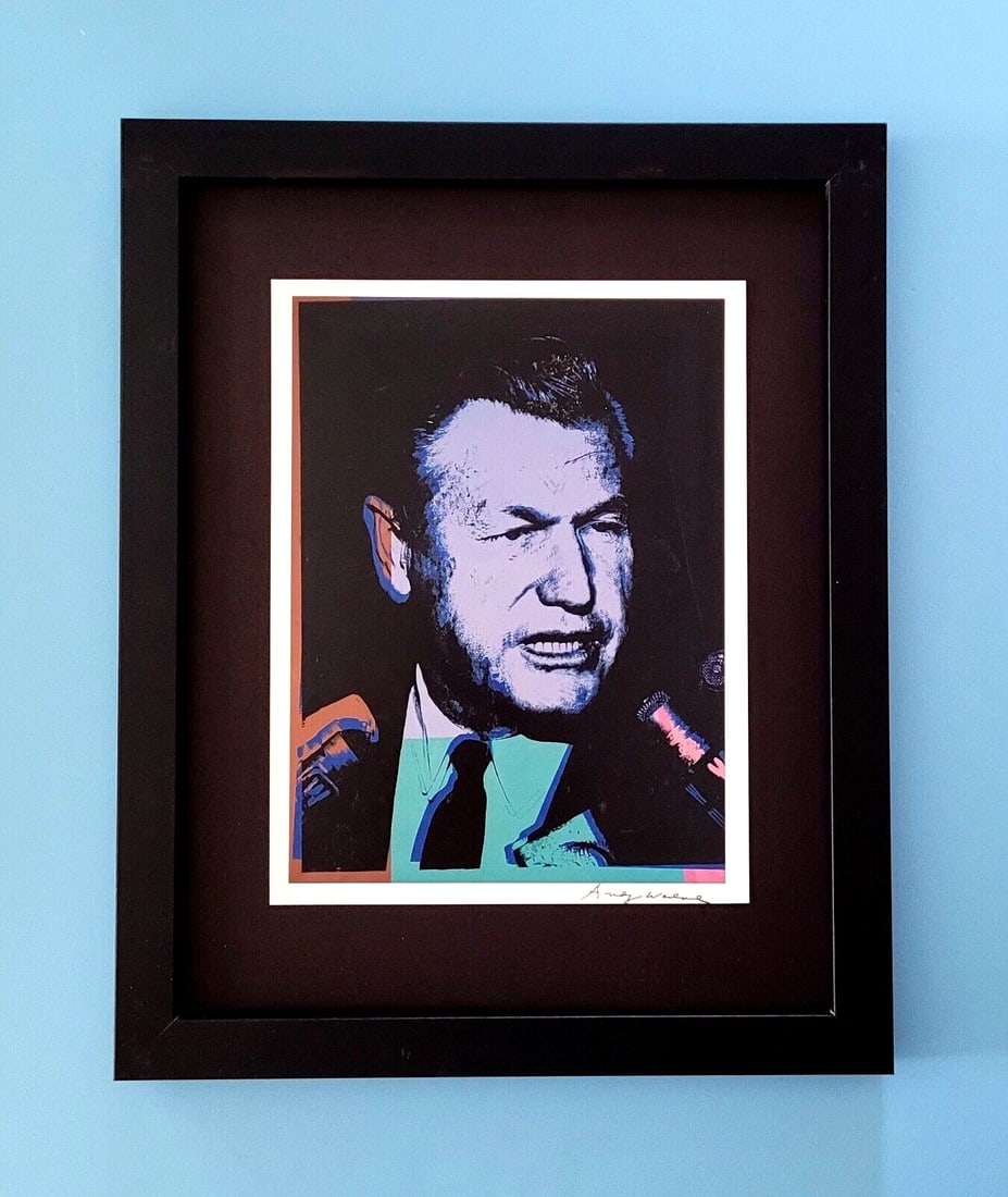 Andy Warhol Vintage Signed Nelson Rockefeller Portrait Framed Ready to Display - 2