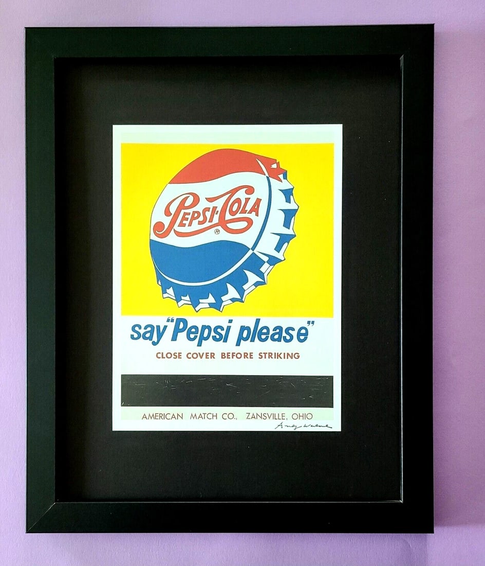 ANDY WARHOL + RARE SIGNED + PEPSI + PRINT MOUNTED AND FRAMED - 2