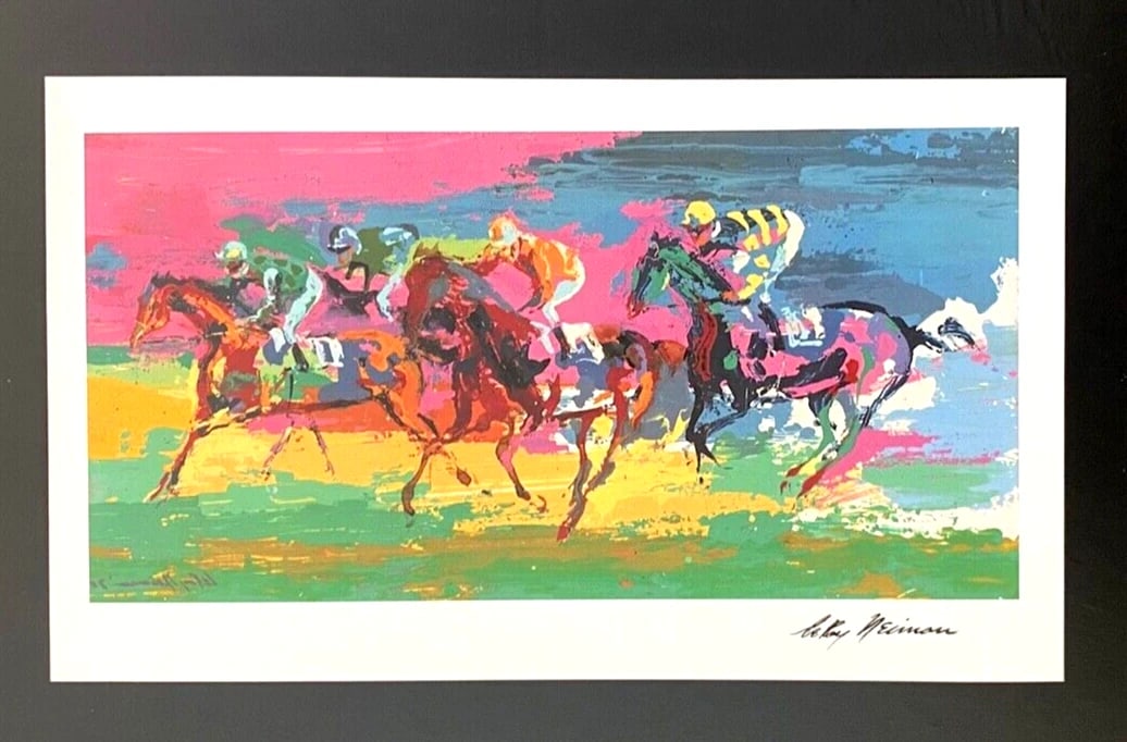 LEROY NEIMAN + PARIS HORSE RACING + CIRCA 1990'S + SIGNED PRINT FRAMED LAST ONE! - 3