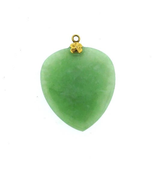 VINTAGE C.1950 APPLE JADE HEART PENDANT CHARM - 2
