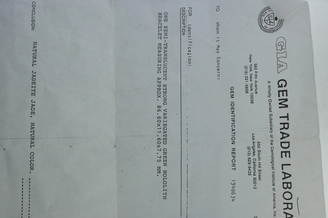 Natural Jadeite Jade Natural Color Bangle Bracelet Gem Identification Report - 6