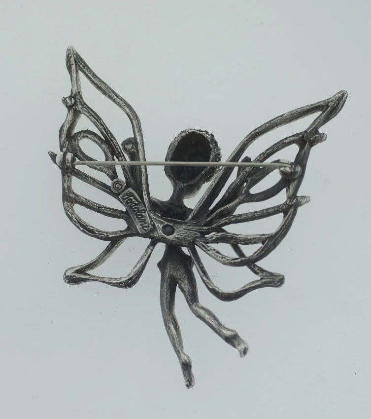 FORTOLANI STAMPED PIN BROOCH GIRL BUTTERFLY GREAT GIFT VINTAGE - 4