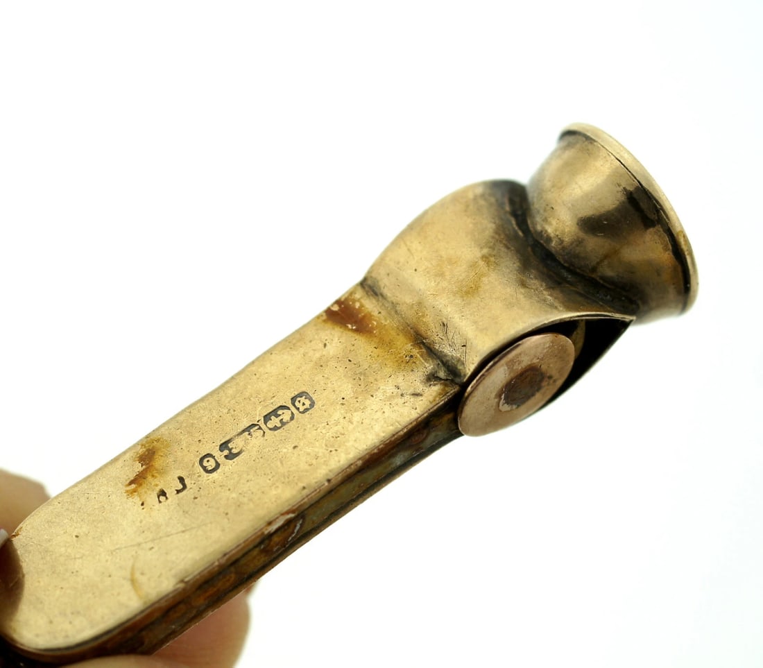 VICTORIAN C.1900 ENGLISH HALLMARKS 9K YELLOW GOLD CIGAR CUTTER PENDANT ANTIQUE - 6