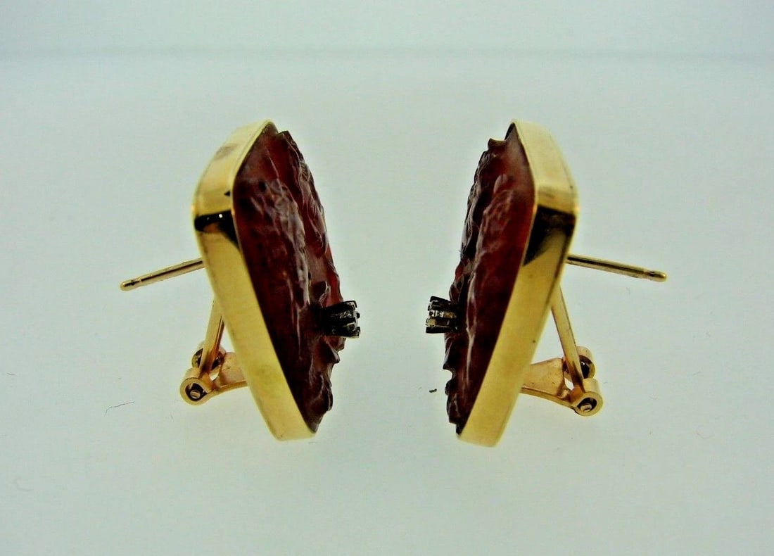 CHIC 14k Yellow Gold, Diamond & Carnelian Earrings - 2