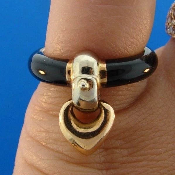 HEART YOU Nouvelle Bague 18k Yellow & White Gold & Enamel Heart Ring - 7