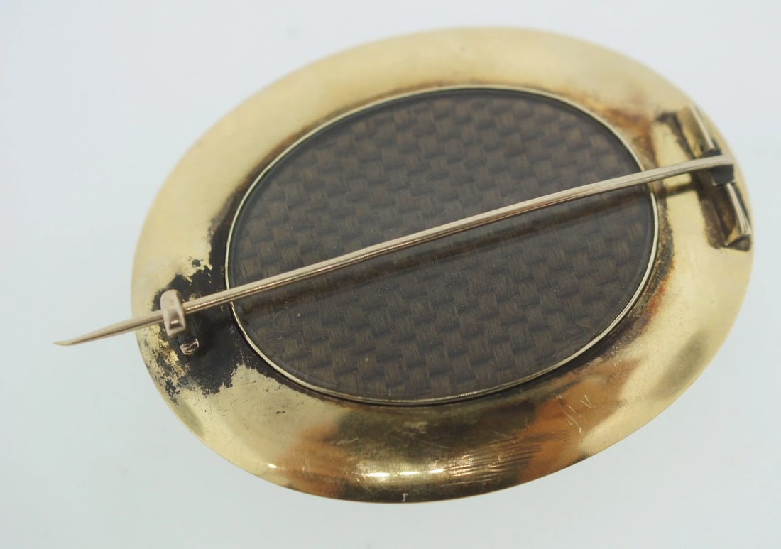 C.1900 VICTORIAN 18K YELLOW GOLD LOCKET BROOCH PIN ANTIQUE ENAMEL MOURNING PEARL - 4