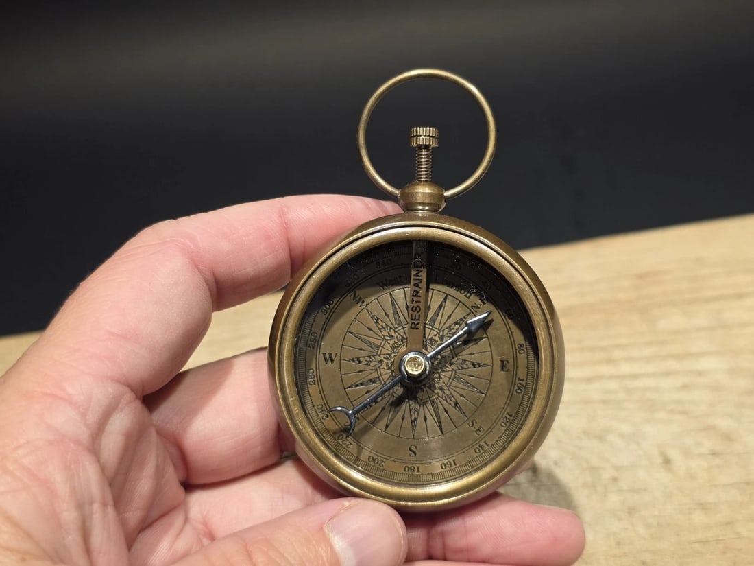 Solid Brass Pocket Compass - 7