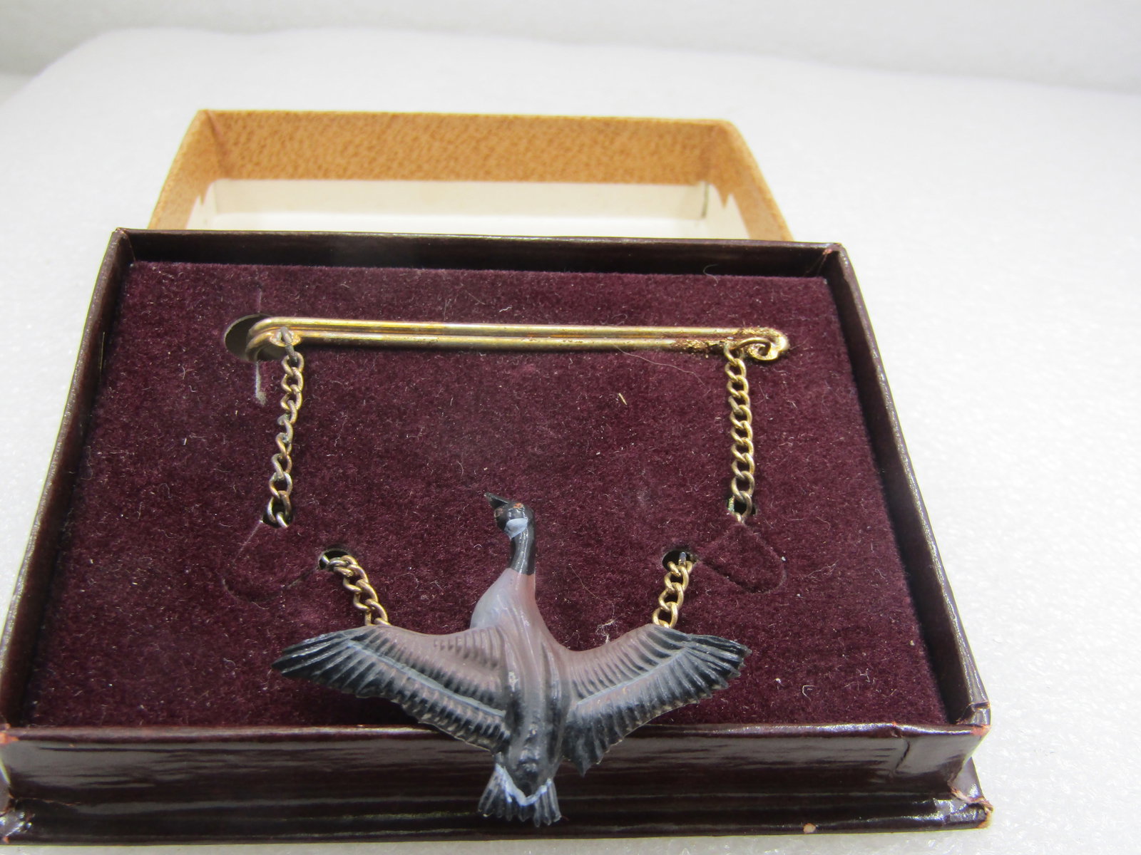 Vintage Goose Tie Bar by Wildlife Miniatures in Box, 2.5" - 3