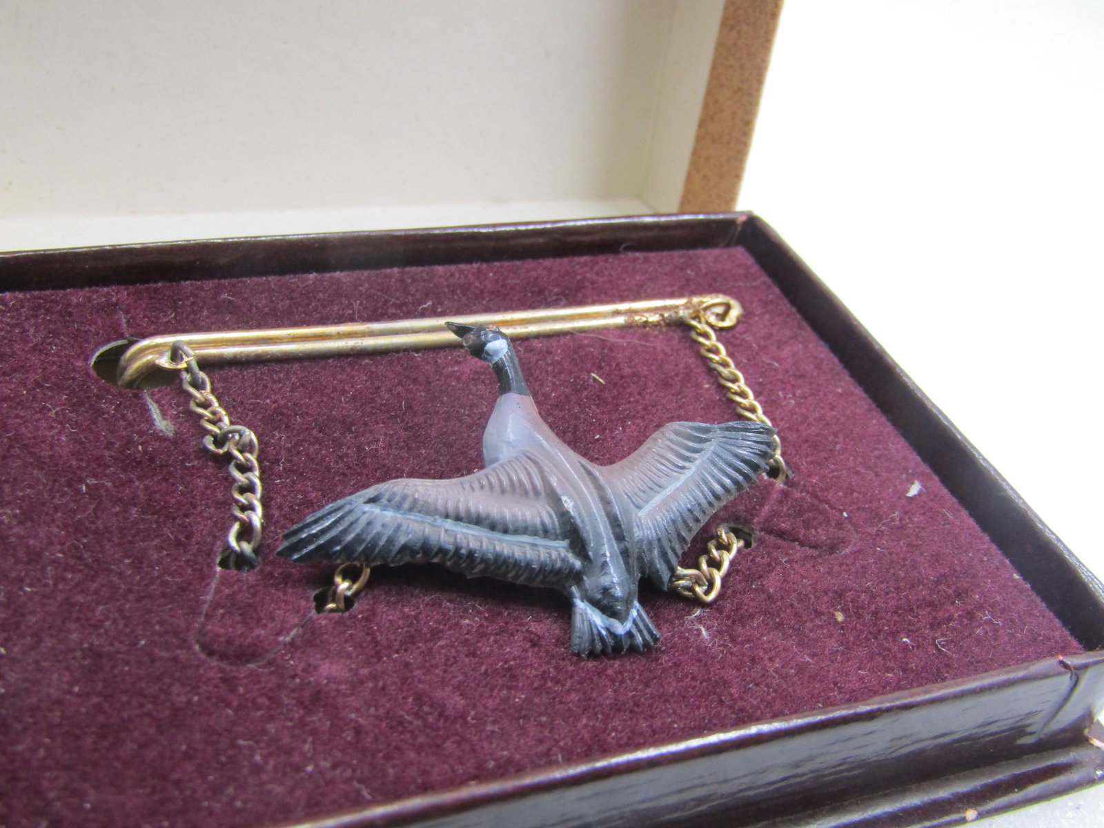 Vintage Goose Tie Bar by Wildlife Miniatures in Box, 2.5" - 4