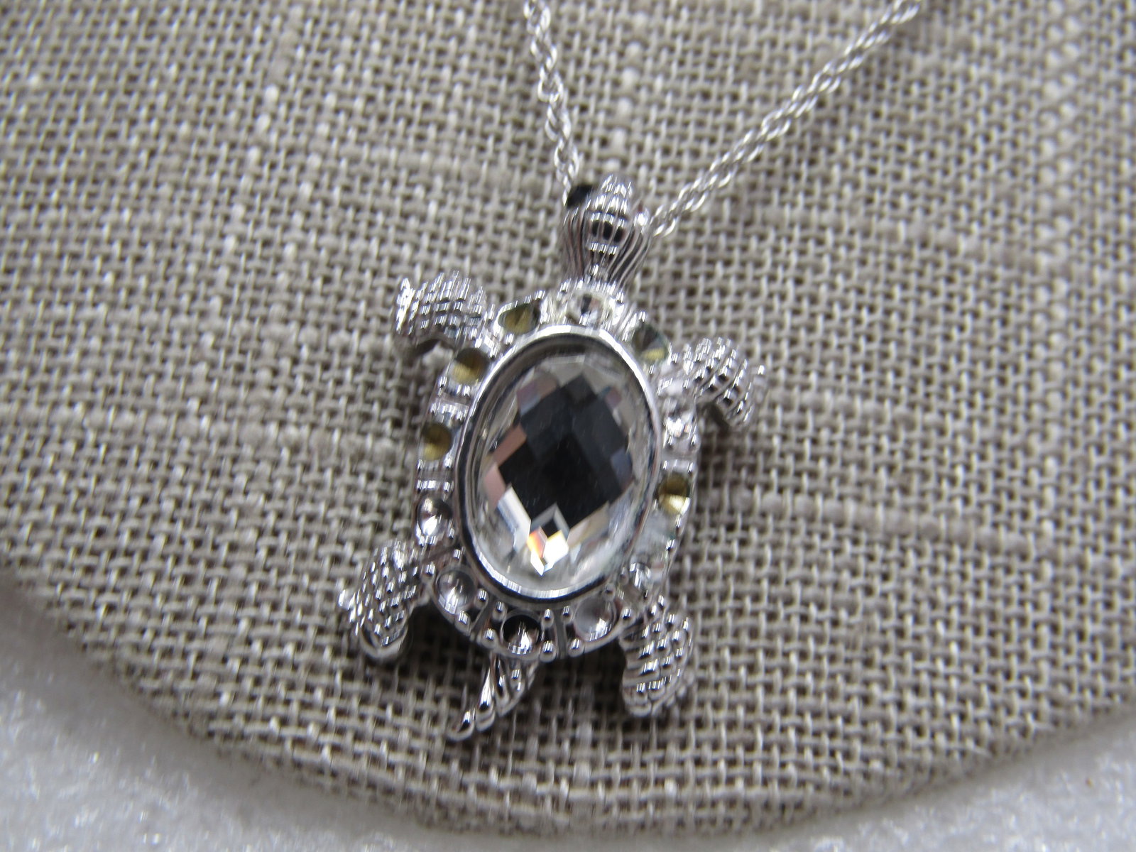 Sterling Rhinestone Turtle Necklacde, 18", Sri Lanka - 5