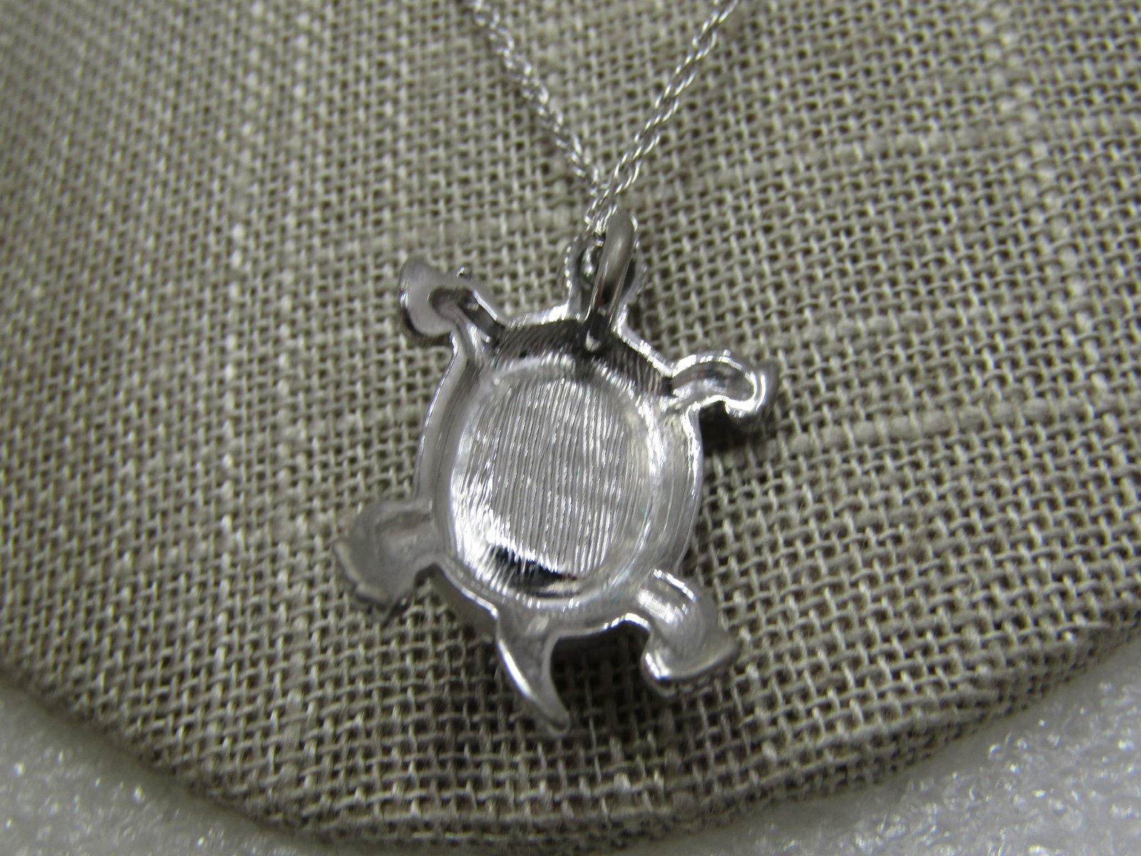 Sterling Rhinestone Turtle Necklacde, 18", Sri Lanka - 6