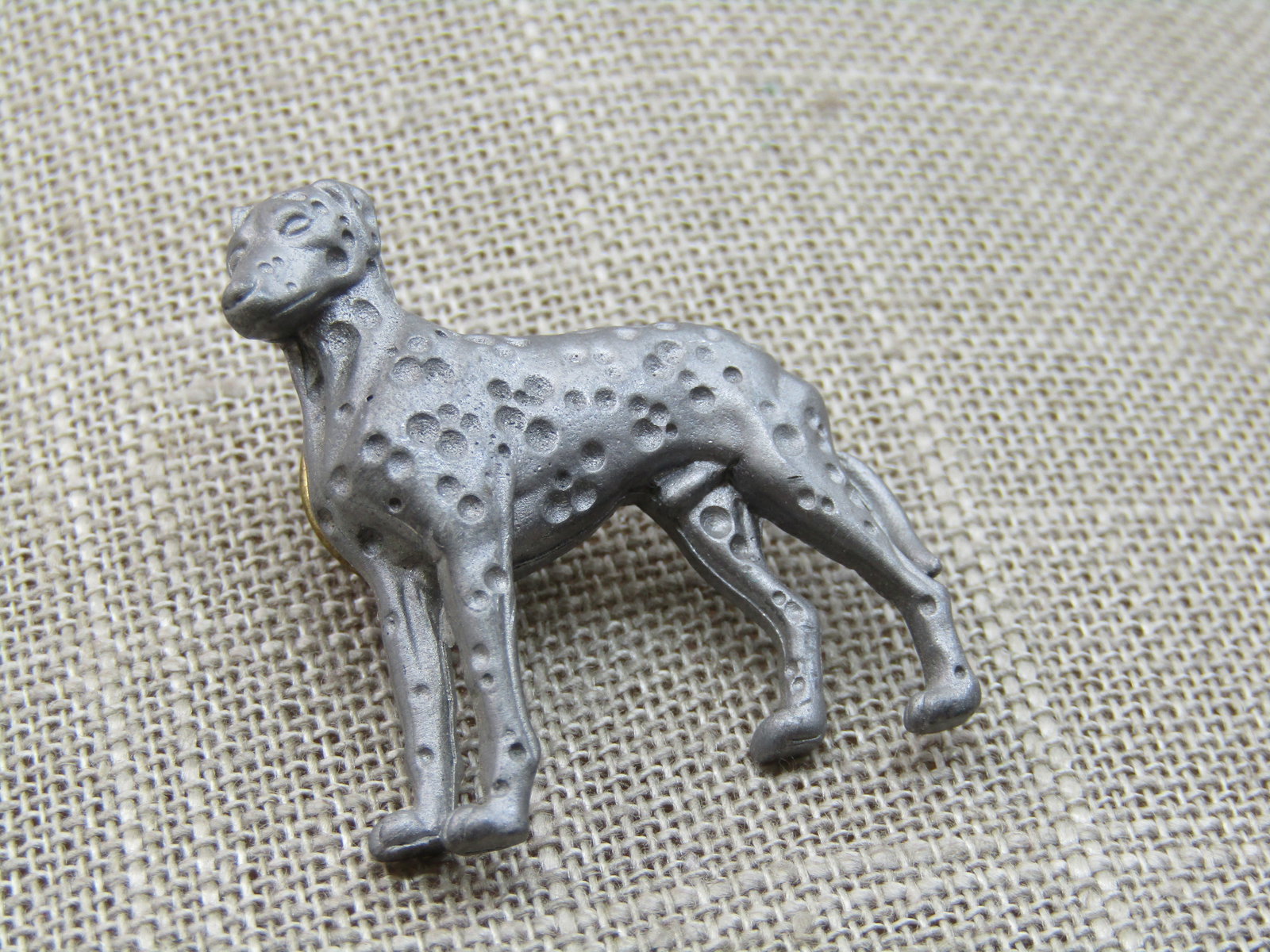 Vintage Pewter Dog Tack Pin. Possibly Dalmation. 1.25" - 2