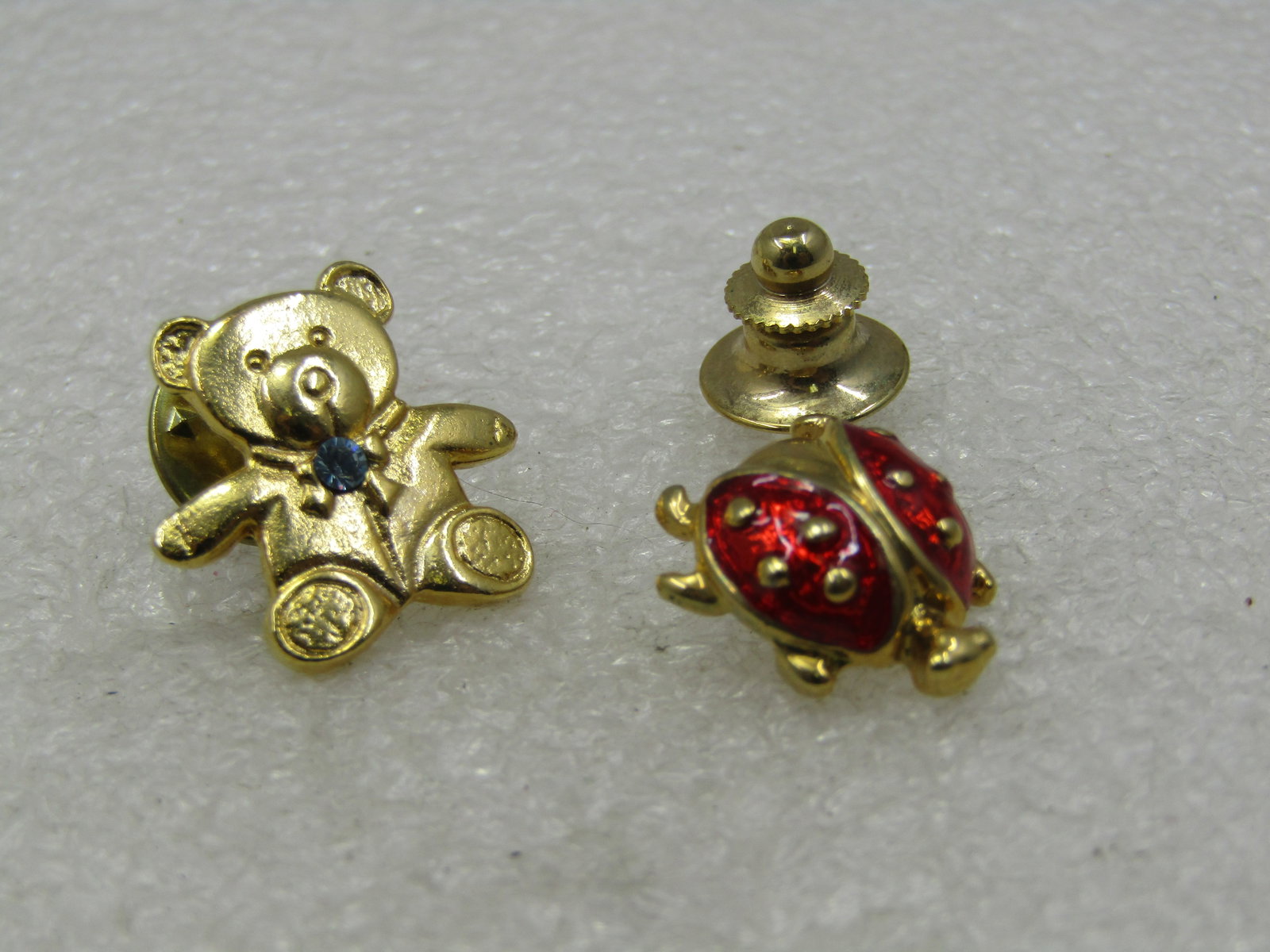 Vintage Red lady Bug & Teddy Bear Tack Pins. 1980's-1990's (1 of 4)