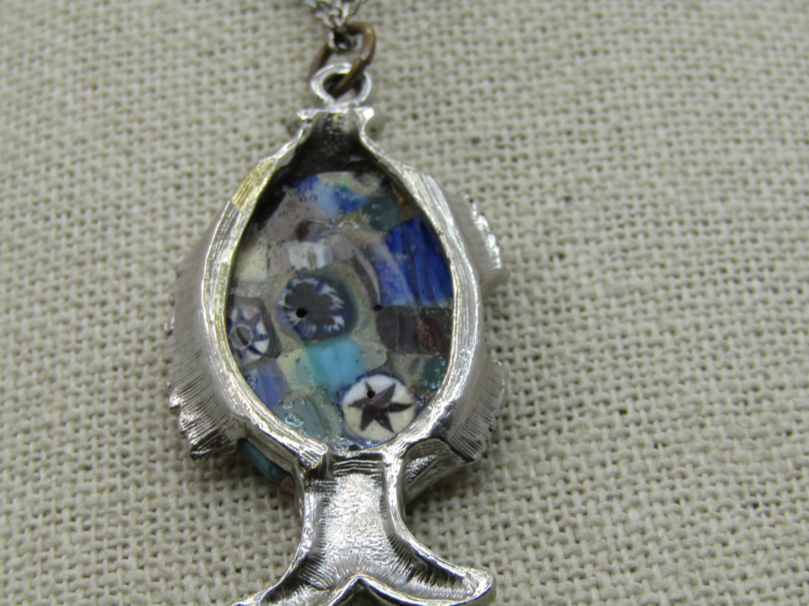 Vintage Faux Mosaic Fish Necklace, 18" - 3